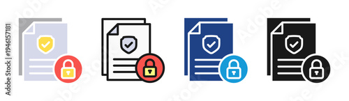 Secure Document icon set multiple style collection