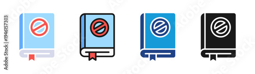 Banned Book icon set multiple style collection