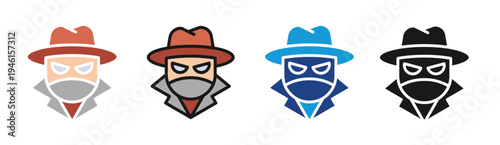 Undercover Agent icon set multiple style collection