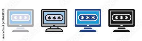 Password Security icon set multiple style collection