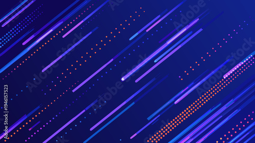 Abstract geometric background with vibrant diagonal lines and scattered dots