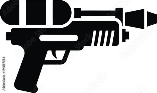 Black silhouette of a futuristic ray gun