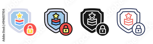 Ranked Security icon set multiple style collection