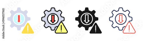 System Warning icon set multiple style collection