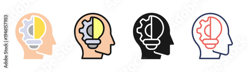Intelligence Strategy icon set multiple style collection