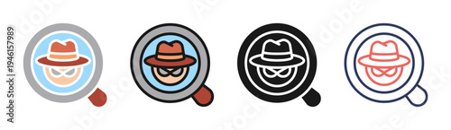 Criminal Investigation icon set multiple style collection