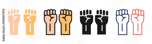 Protest Power icon set multiple style collection