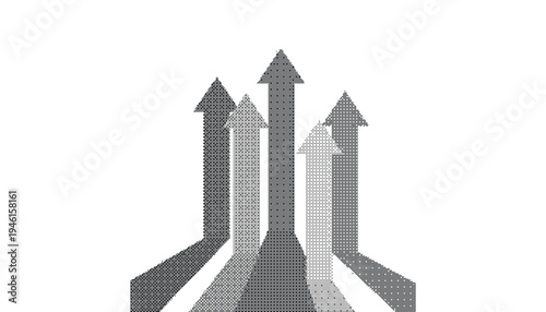 Dithered upward arrows representing business growth trend