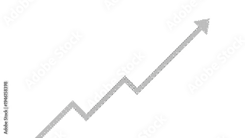 Dithered zigzag arrow rising upward showing growth trend