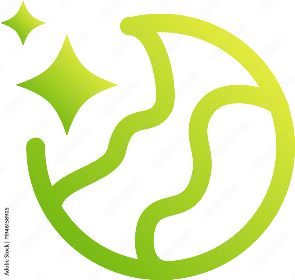 Obraz premium Cyberspace Network Technology Icon Neon Green Gradient