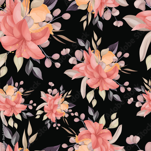 Beautiful Hand Drawn Watercolor Floral Seamless Pattern