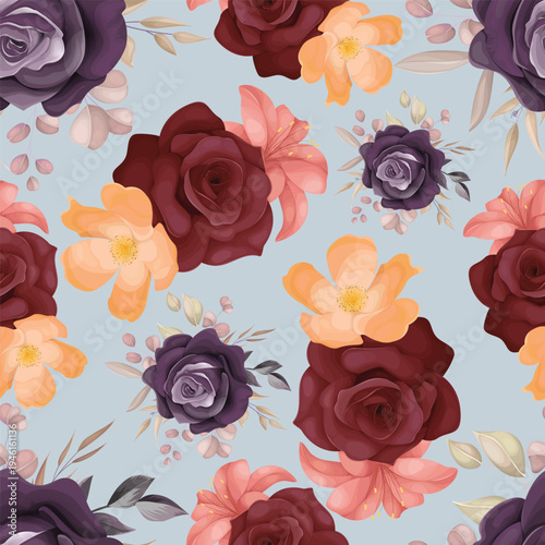 Beautiful Hand Drawn Watercolor Floral Seamless Pattern