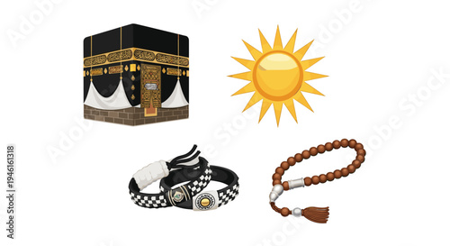 Icon Set Ramadhan Kareem, Eid Mubarak, Eid Al Fitr Flat Minimalist Design Illustration