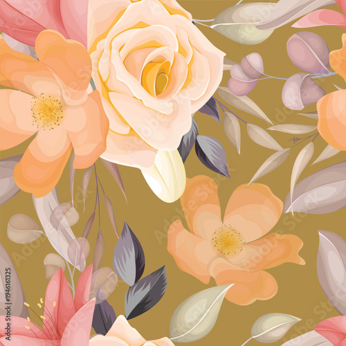 Beautiful Hand Drawn Watercolor Floral Seamless Pattern