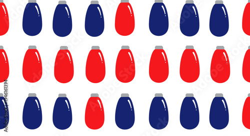 Seamless Pattern of Red and Blue Christmas Baubles, Festive Holiday Background