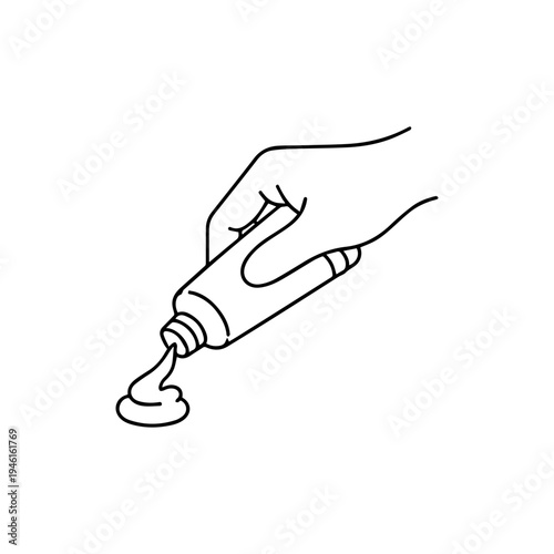 hand squeezes cream out of a tube line icon vector isolated
Vector line icon on a white background