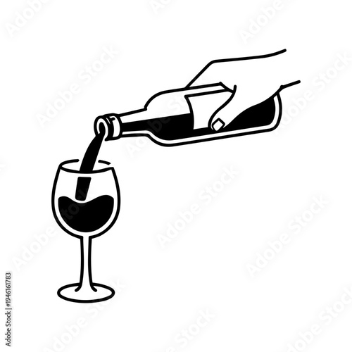 hand pours wine into a glass line icon vector isolated
Vector line icon on a white background