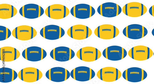 American Football Pattern Blue Yellow Sports Background