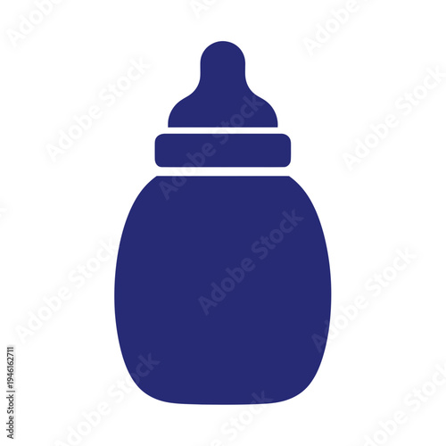 Blue baby bottle icon, simple silhouette, isolated on white background