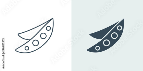 Pea pod icon in solid and line style vector illustration