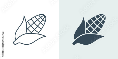 Corn icon vector in solid and line style illustration