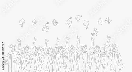 Graduates celebrating academic achievement by throwing caps in the air.