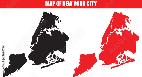 New York City Map Vector Silhouette Outline