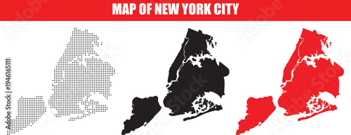 Foto NYC Boroughs Map Silhouette Dotted Vector