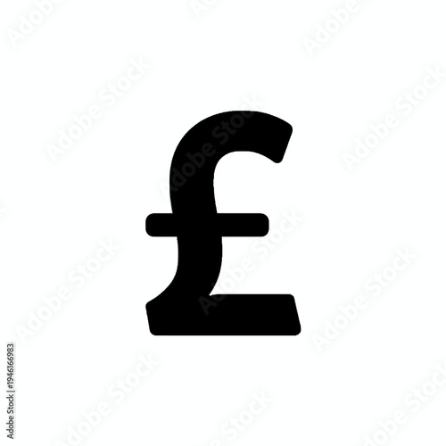 Bold black pound sterling currency symbol representing finance, money, and economic value, a versatile graphic element for business, investment, and financial projects