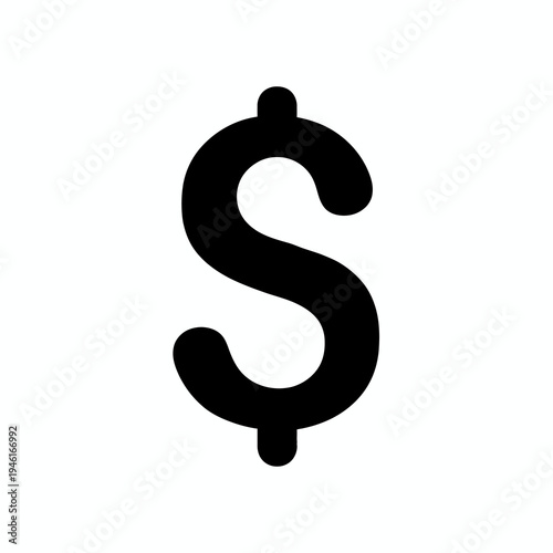 A Bold, Black Dollar Sign Representing Wealth, Money, and Financial Success - Ideal for Business and Finance Concepts
