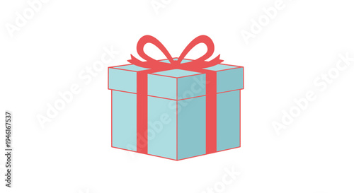A gift box with a red ribbon and bow on top is shown.