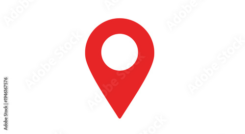 A red map pin icon stands alone on a white background.