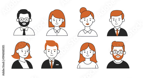 Diverse Group of Business Professionals and Casual Individuals Avatars.