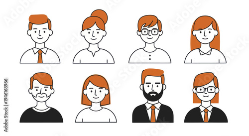Diverse Group of Professional Avatars Representing Various Occupations and Demographics.