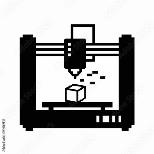 3D Printer Creating a Cube Object with Precision.