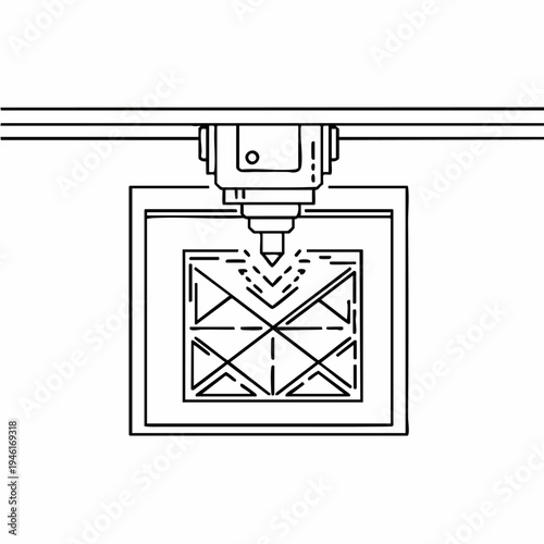 3D Printer Head Creating Intricate Geometric Design.