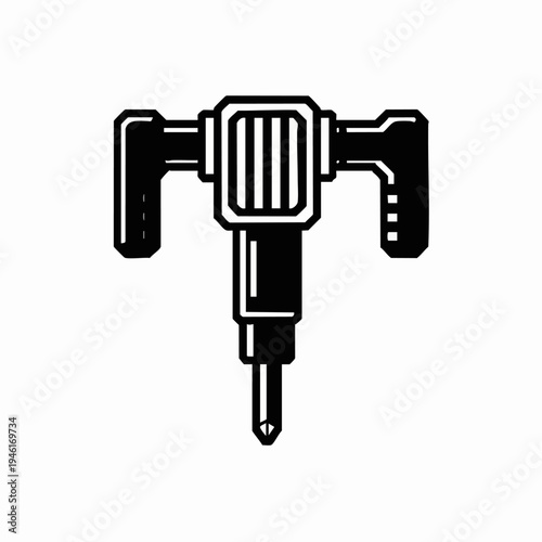Black and white illustration of a jackhammer tool.