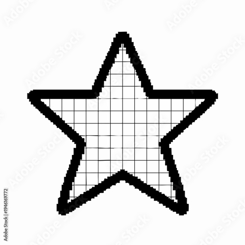 Black Outline Star Shape with Grid Pattern Inside.