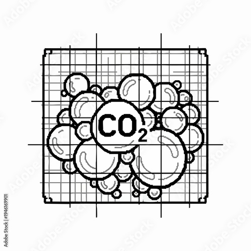 Carbon Dioxide Bubbles Scientific Illustration CO2.