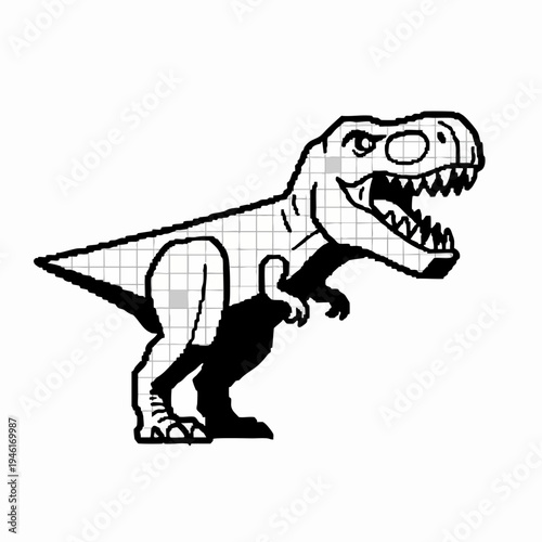 Cartoon T Rex Dinosaur Roaring with Sharp Teeth.