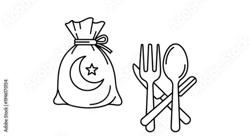 Icon Set Ramadhan Kareem, Eid Mubarak, Eid Al Fitr Flat Minimalist Design Illustration