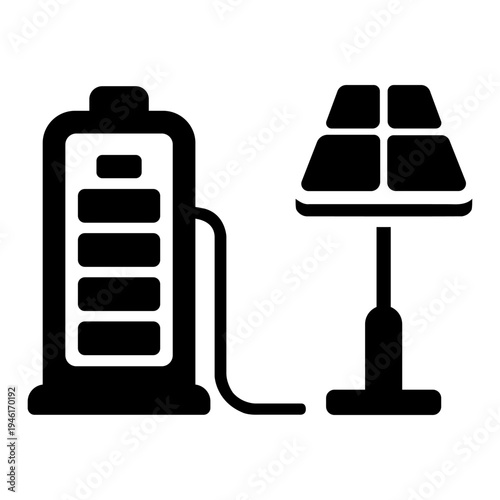 Eco Friendly Solar Energy Battery Charging Station Vector Icon for Renewable Power Sustainable Green Energy Infrastructure and Solar Charging System