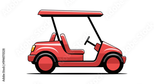 Red Golf Cart Vehicle Transportation Isolated on White Background