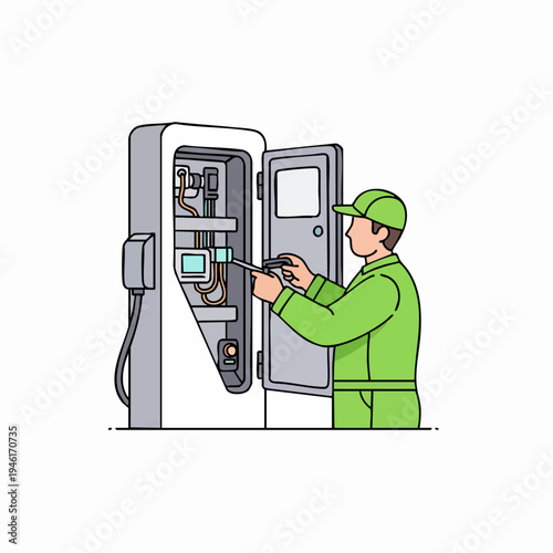 Electrician working on electrical panel maintenance.