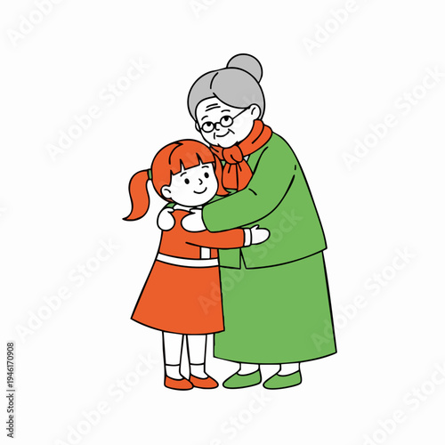 Grandmother and granddaughter sharing a warm embrace.