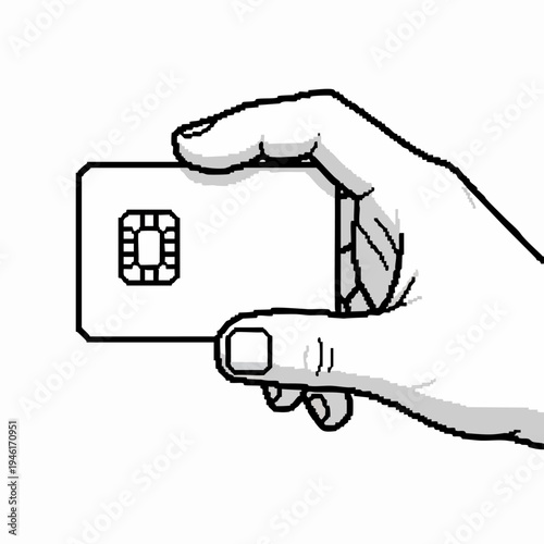 Hand holding a credit card with an EMV chip, ready for payment.