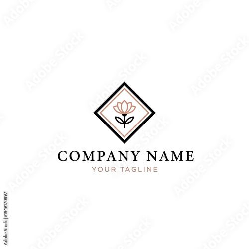 Logo Design with Flower and Diamond.