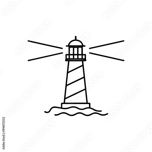 lighthouse with a beam line icon vector isolated
Vector line icon on a white background