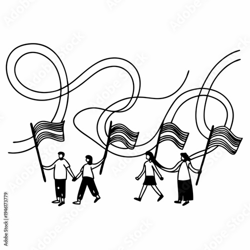 Pride Month Continuous Line Art