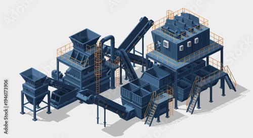 Industrial Recycling Plant Machinery for Waste Management and Processing.